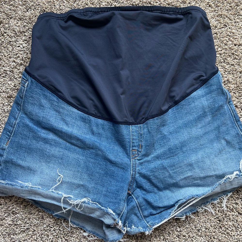 Madewell maternity over the belly denim shorts